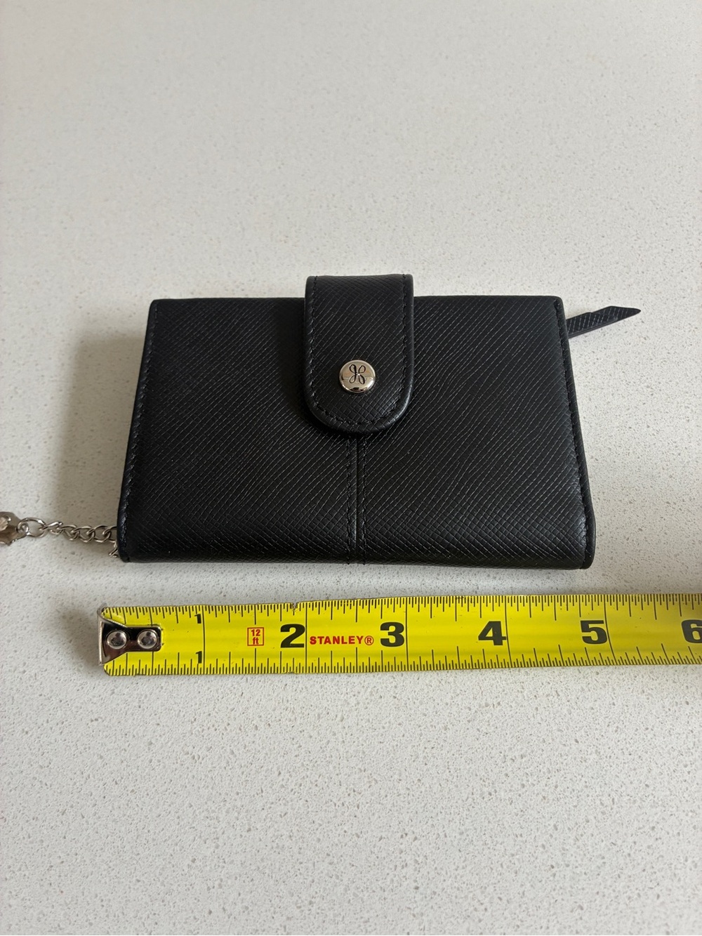 Hobo Essential Card Case Black Leather Snap Wallet - Picture 7 of 11